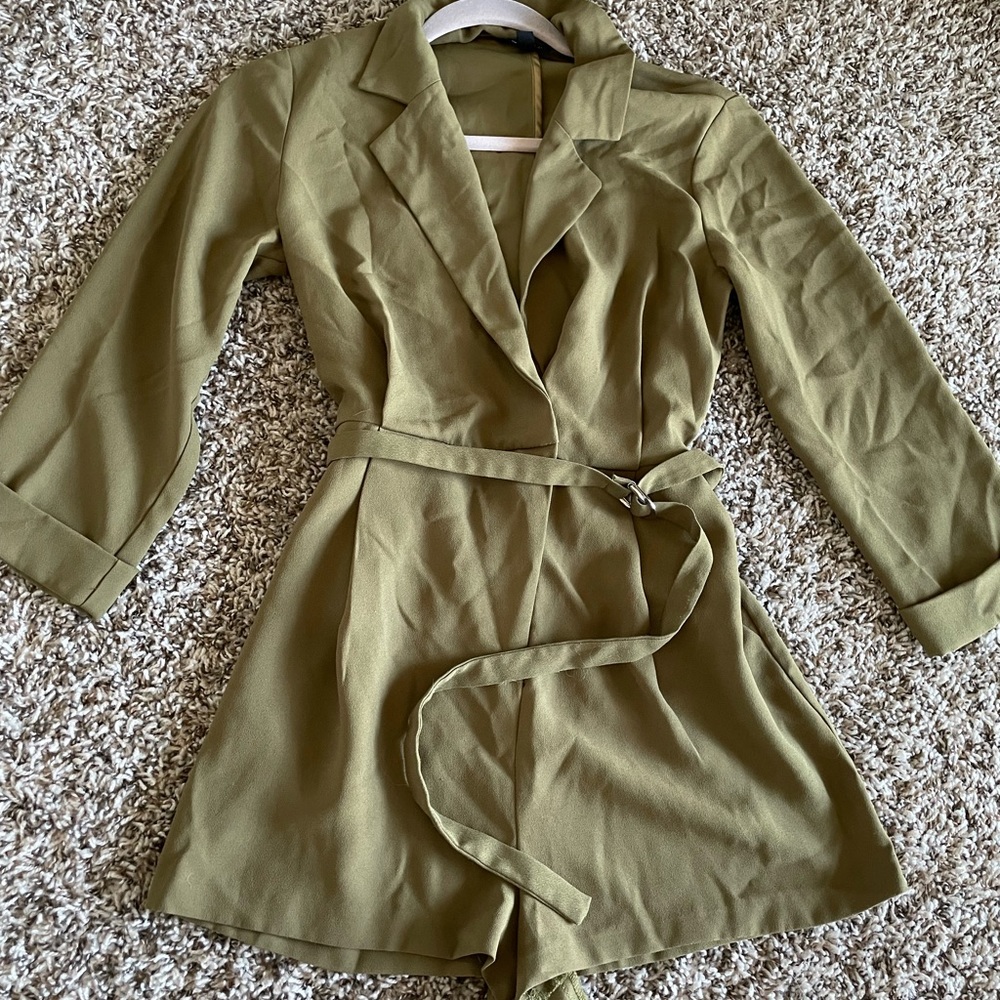 Military Green Blazer Romper